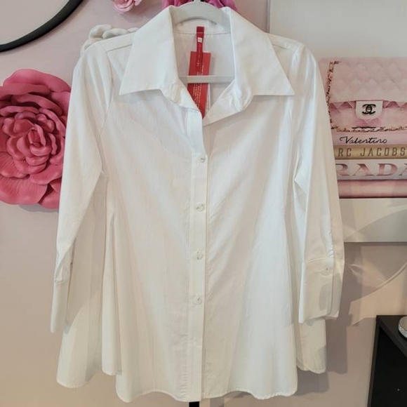 NWT IC Collection White Button-Up Swing Top - Picture 1 of 1